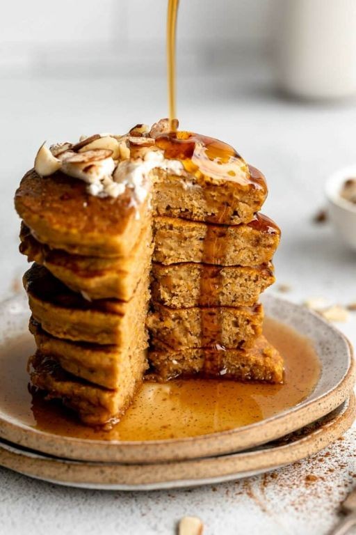 Honey Nut Squash Pancakes with Maple Syrup