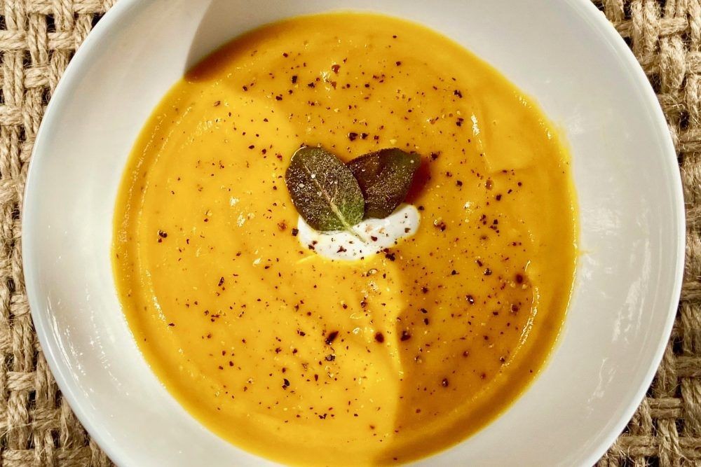 Honey Nut Squash Soup with Crispy Sage