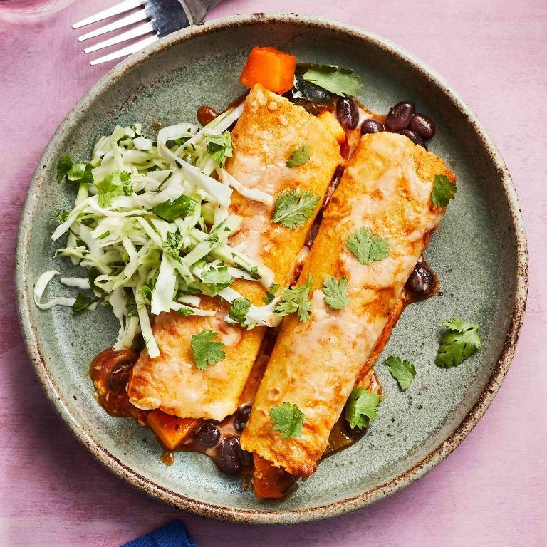 Honey Nut Squash and Black Bean Enchiladas