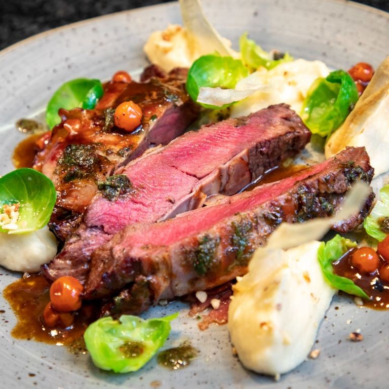 Honey-Glazed Venison Steak with Roasted Vegetables