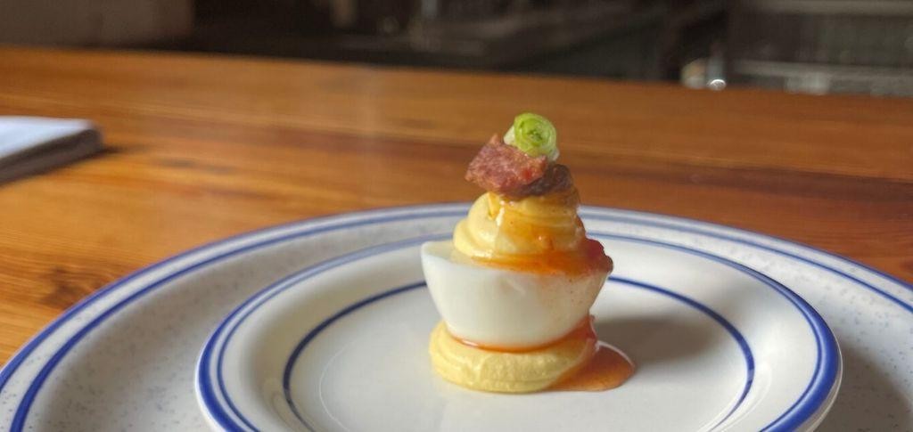 Hot Brown Deviled Eggs