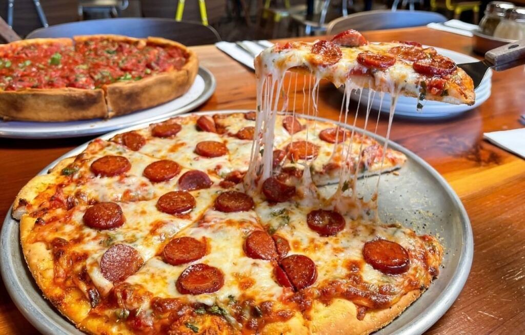 Hot Link and Pepperoni Pizza