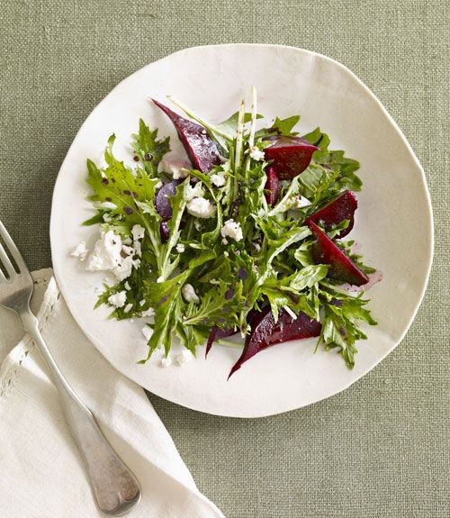 Hot Mustard Mizuna and Roasted Beet Salad