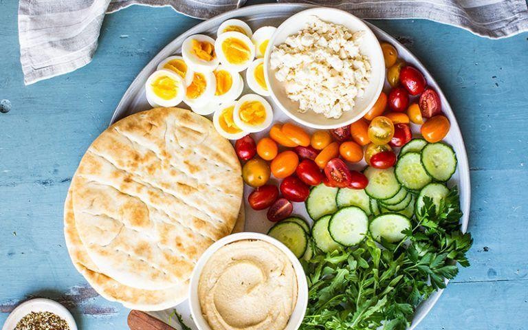 Hummus and Hard-Boiled Egg Pita