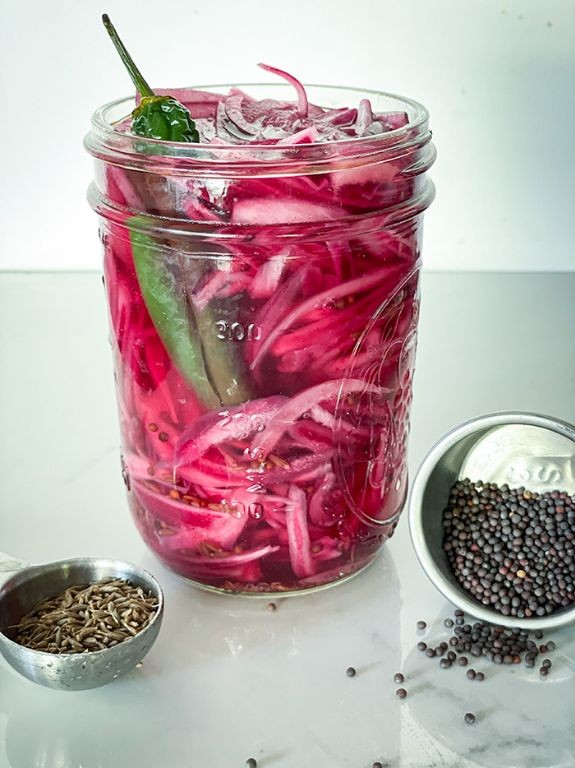Indian-Style Pickled Onions with Mustard Seeds