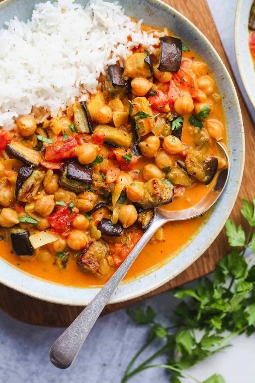 Instant Pot Mediterranean Eggplant and Chickpea Curry