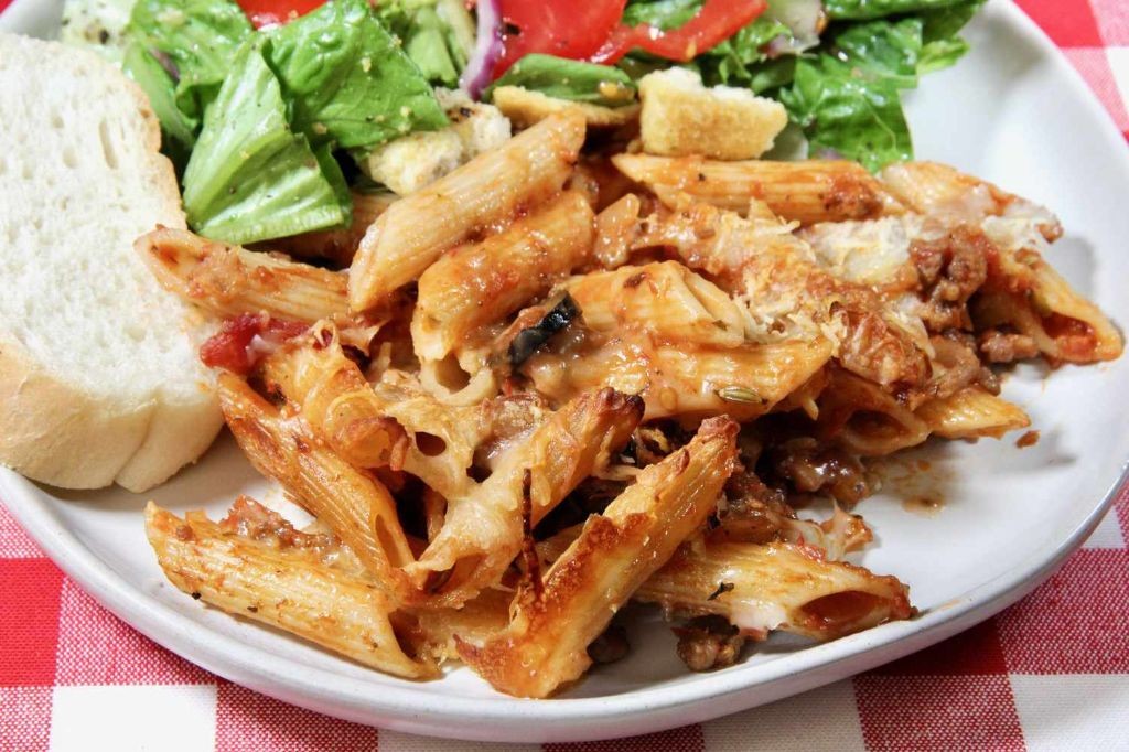 Italian Sausage and Three-Cheese Baked Ziti