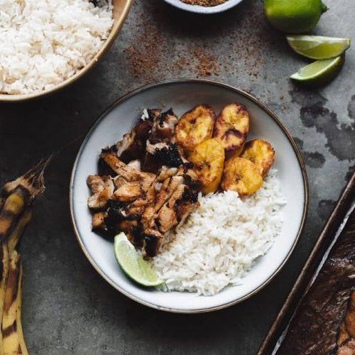 Jamaican Jerk Fried Rice with Plantains