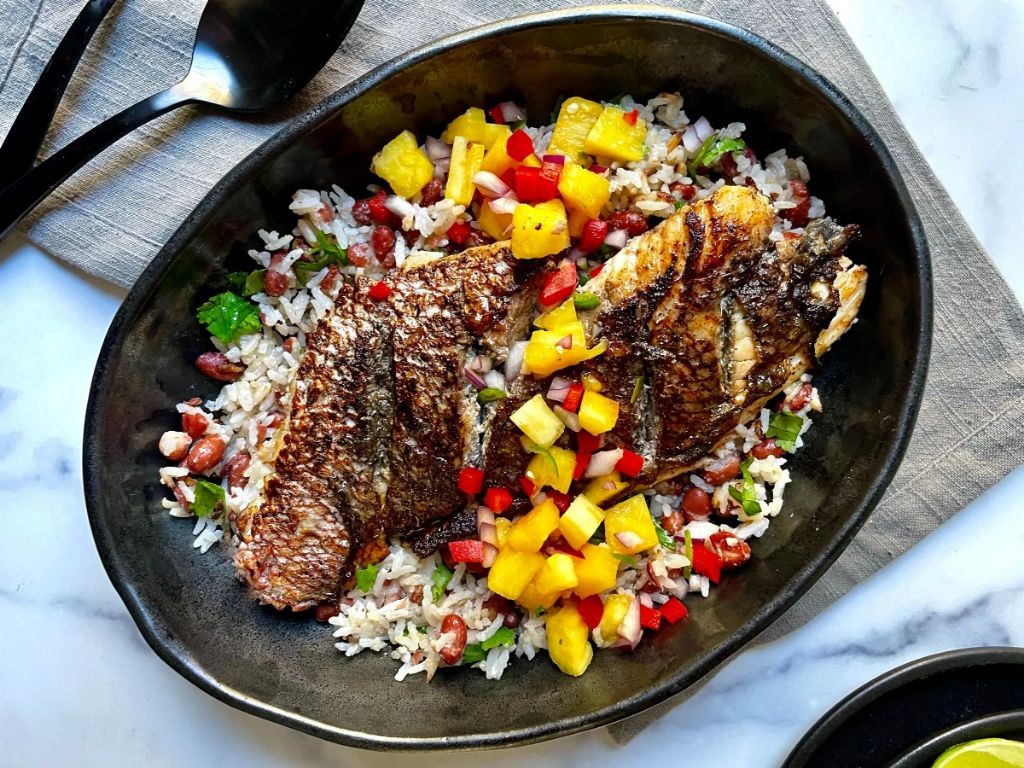 Jamaican Jerk Whole Red Snapper with Pineapple Relish