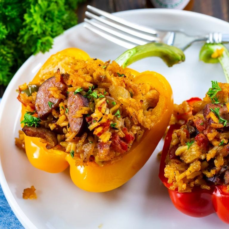 Jambalaya-Stuffed Bell Peppers for Thanksgiving