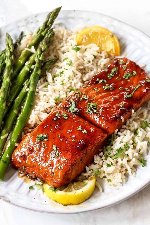 Jasmine Rice with Honey Glazed Salmon