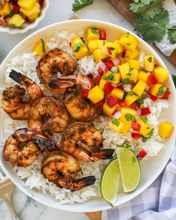 Jerk Shrimp Skewers with Mango Glaze