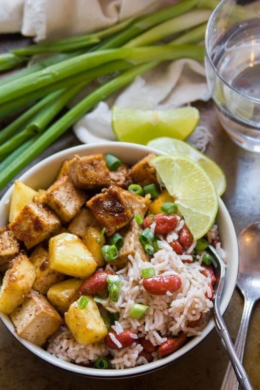 Jerk Tofu Bowls with Plantains