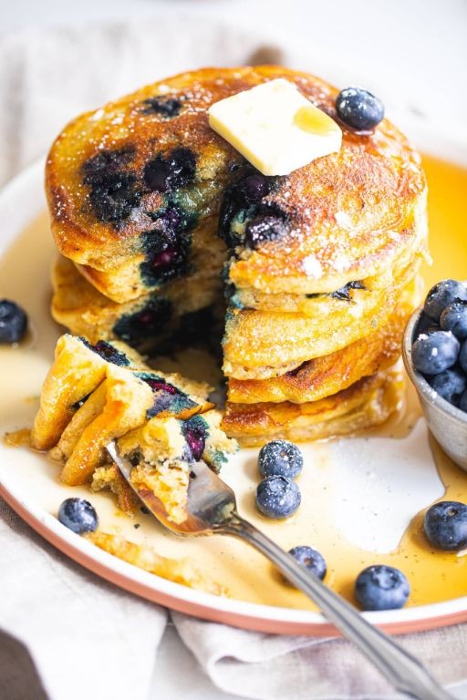 Just-picked blueberry pancakes