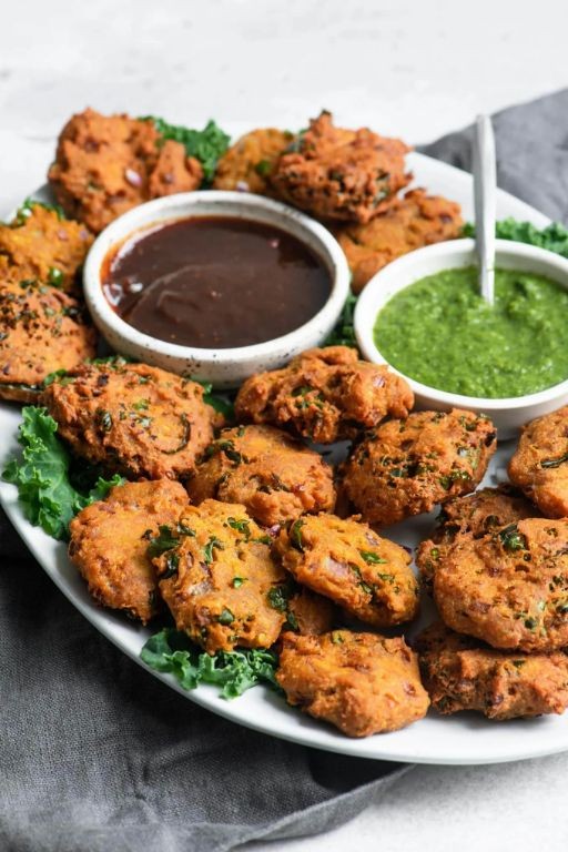 Kale Pakoras with Mint Chutney