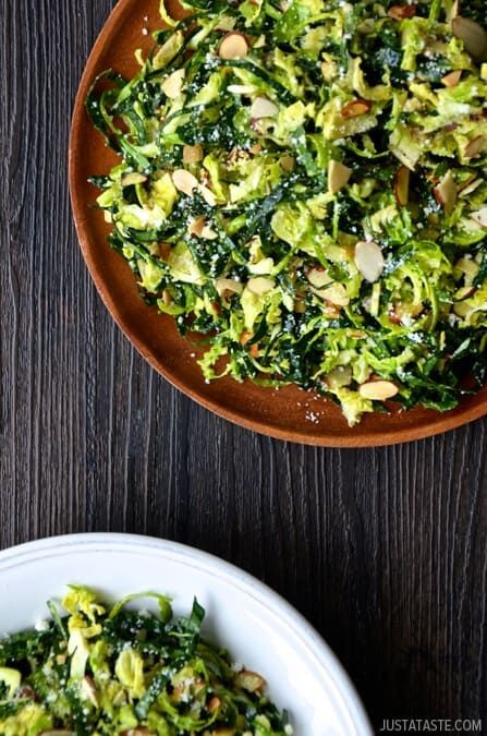 Kale and Brussels Sprouts Salad with Lemon Vinaigrette