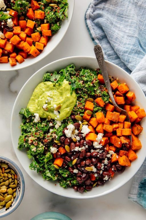 Kale and Sweet Potato Power Bowl with Avocado