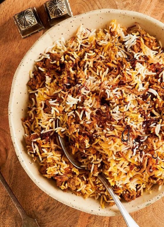 Keema Biryani with Fried Onions