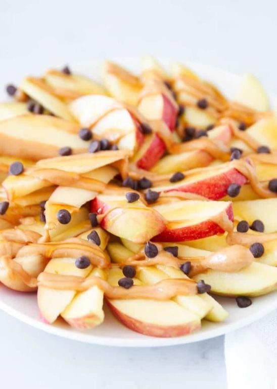Keto Apple Nachos with Peanut Butter Drizzle