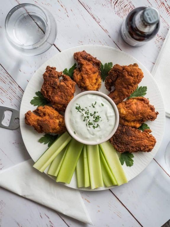 Keto Buffalo Chicken Legs with Blue Cheese Dip