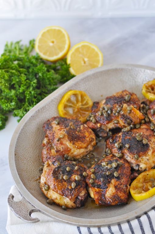 Keto Chicken Legs with Lemon Caper Butter