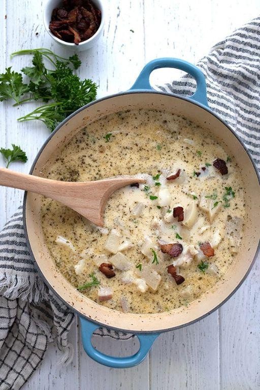 Keto Cod Chowder with Bacon