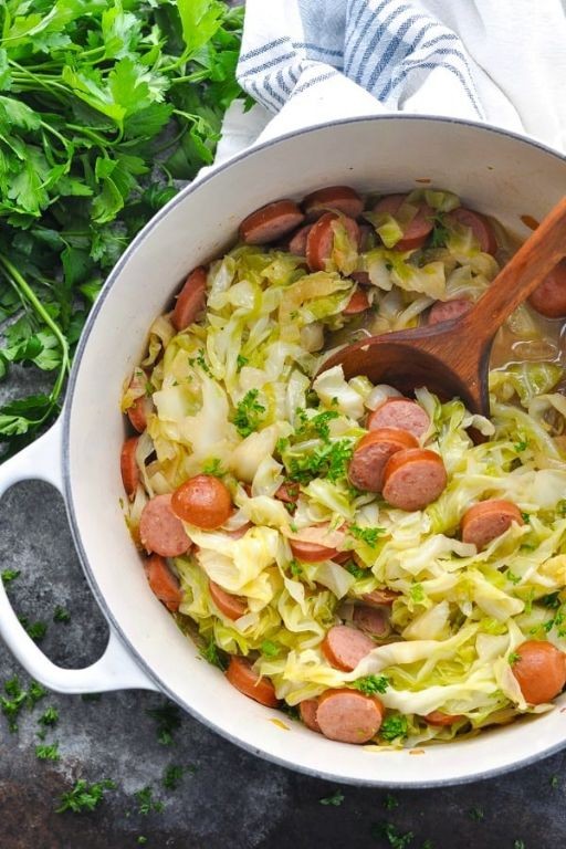 Keto Dutch Oven Cabbage and Sausage