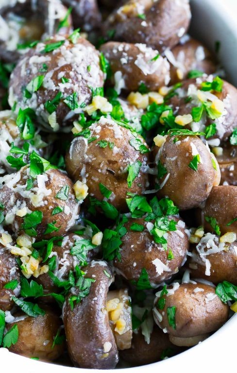 Keto Dutch Oven Garlic Parmesan Mushrooms