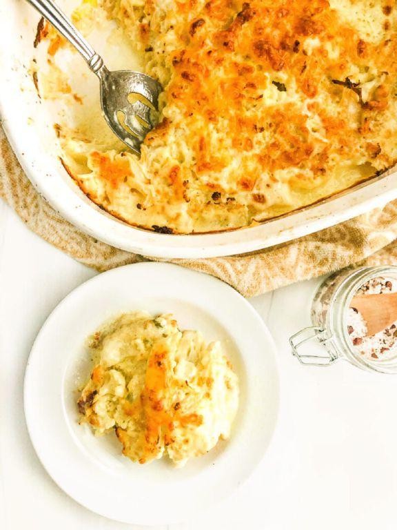 Keto Funeral Potatoes with Cauliflower and Heavy Cream