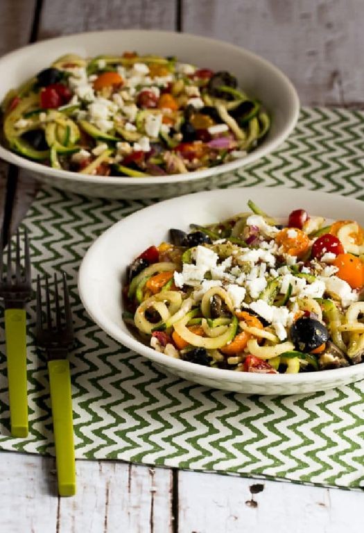 Keto Greek Style Zoodles with Feta and Olives