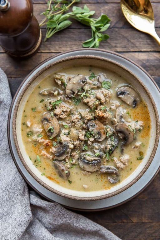 Keto Ground Turkey and Mushroom Soup