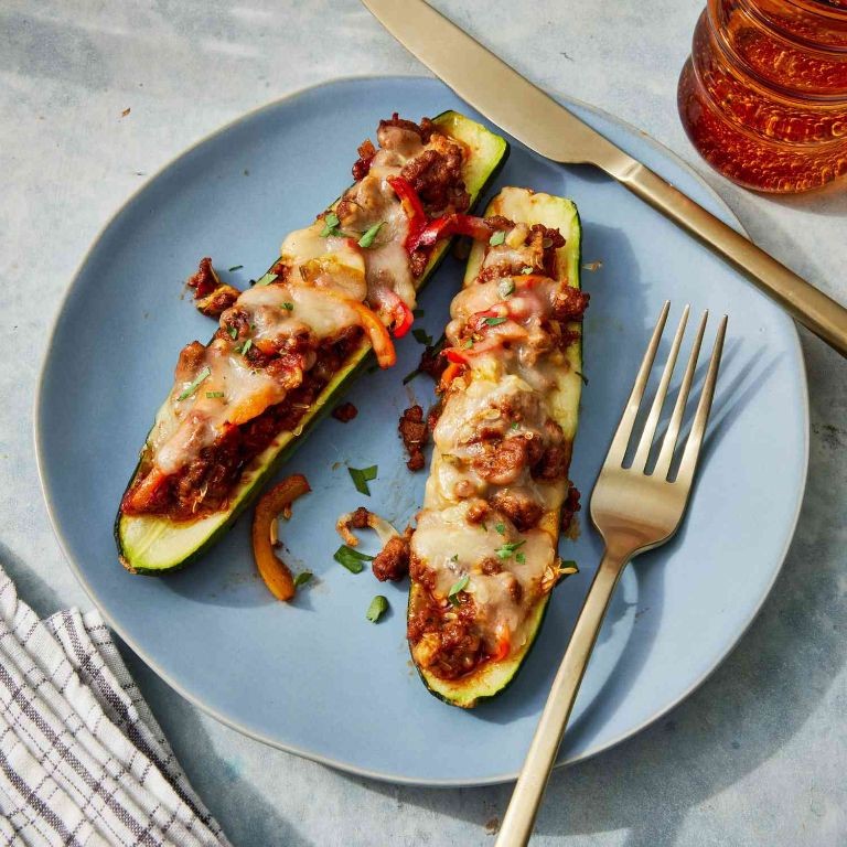 Keto Ground Turkey and Zucchini Boats