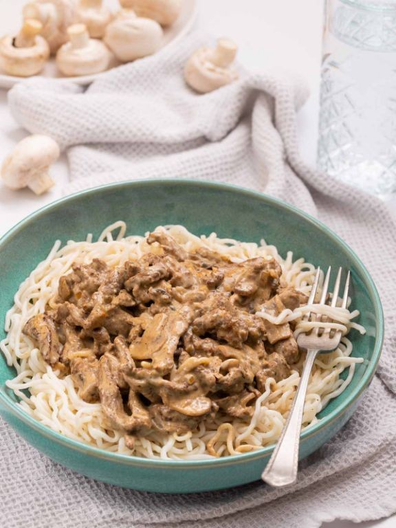 Keto Mushroom Stroganoff with Shirataki Fettuccine