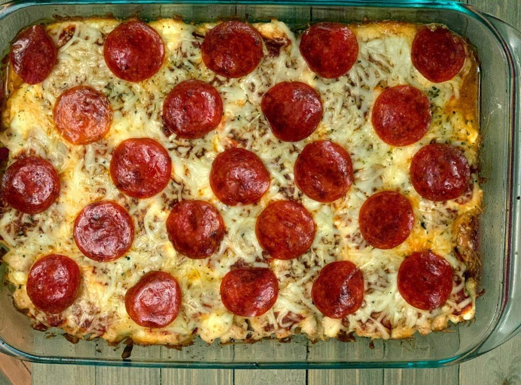 Keto Shredded Chicken Pizza Casserole