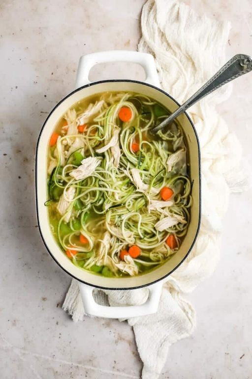 Keto Shredded Chicken Zoodle Soup