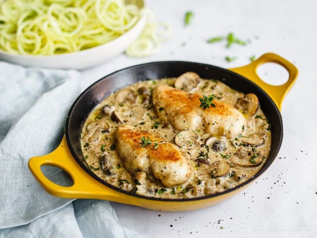 Keto Shredded Chicken and Mushroom Skillet