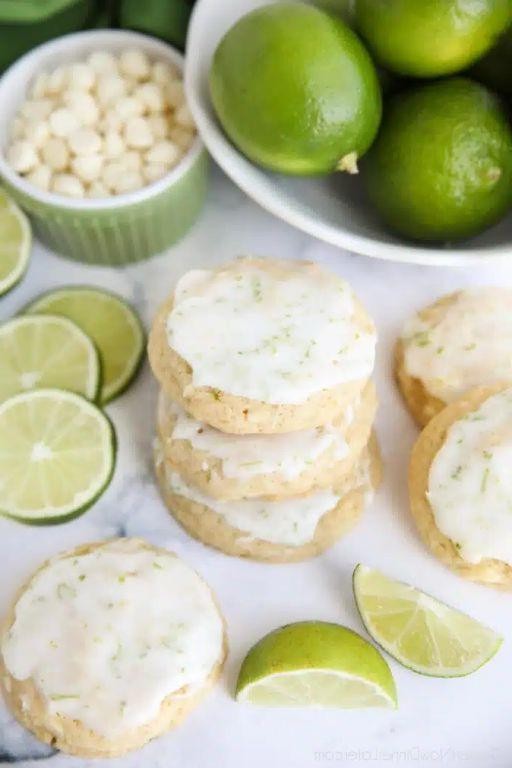 Key Lime Cookies with White Chocolate Drizzle