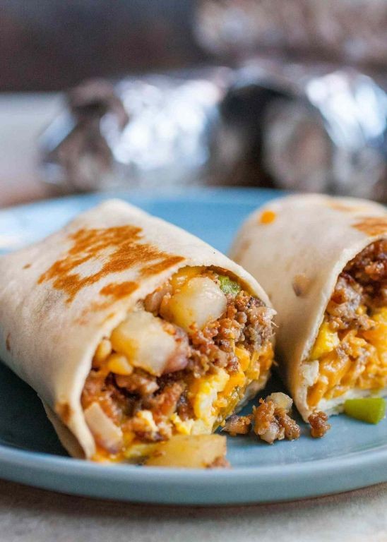 Kielbasa Breakfast Burritos with Salsa
