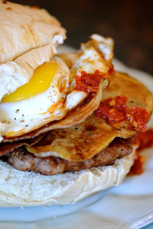 Kielbasa Breakfast Sandwich with Fried Egg
