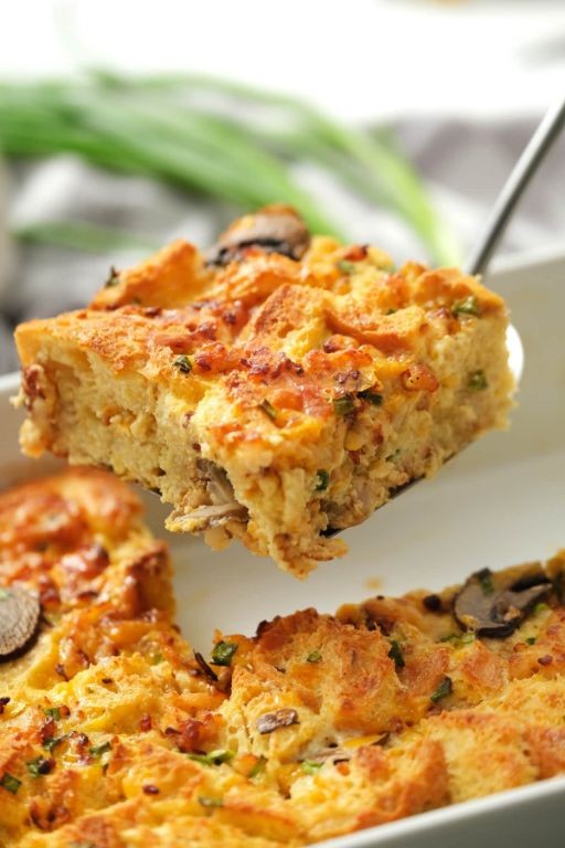 Kielbasa and Mushroom Breakfast Strata