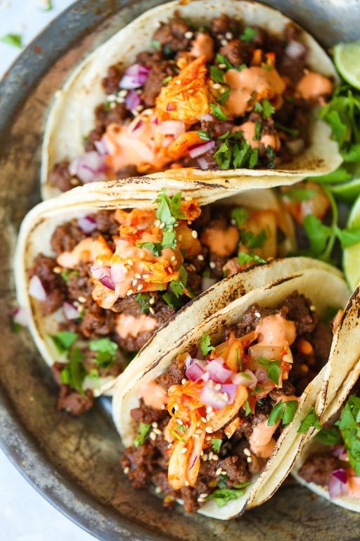 Korean BBQ Beef Tacos with Kimchi