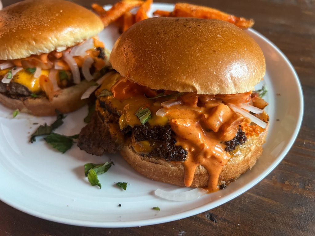 Korean BBQ Smash Burger with Kimchi