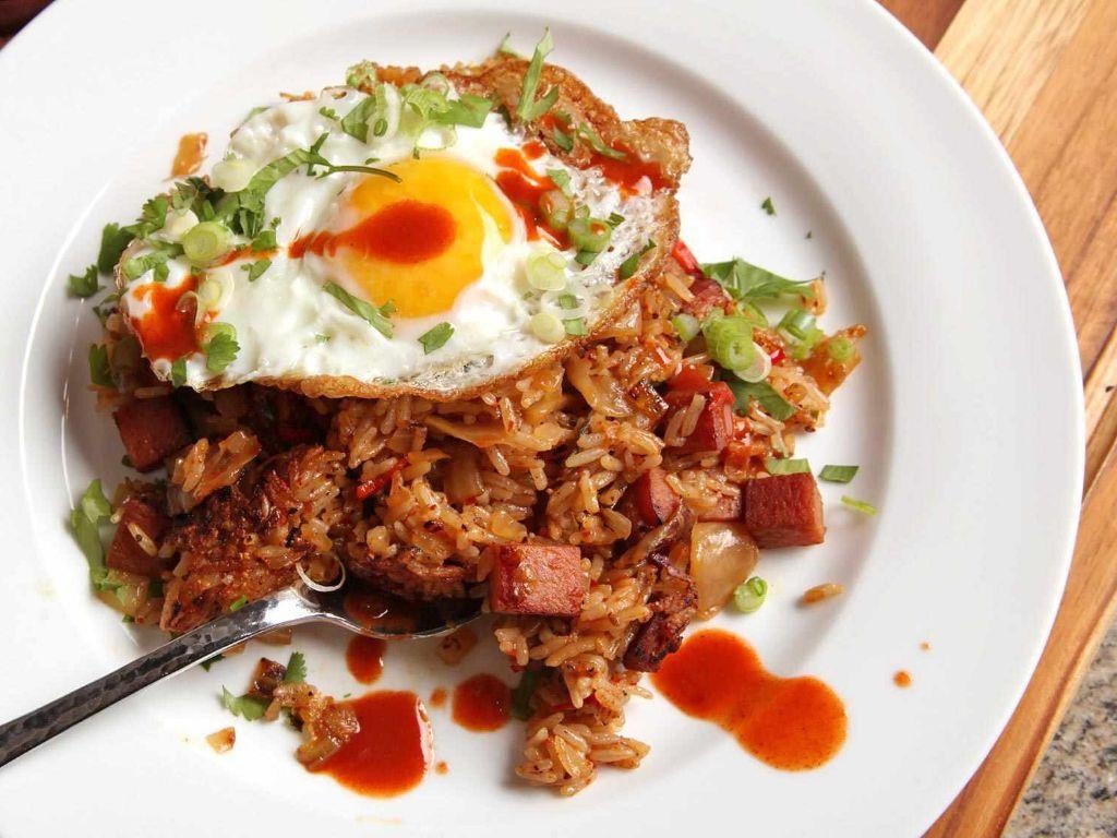 Korean Kimchi Fried Rice with Spam