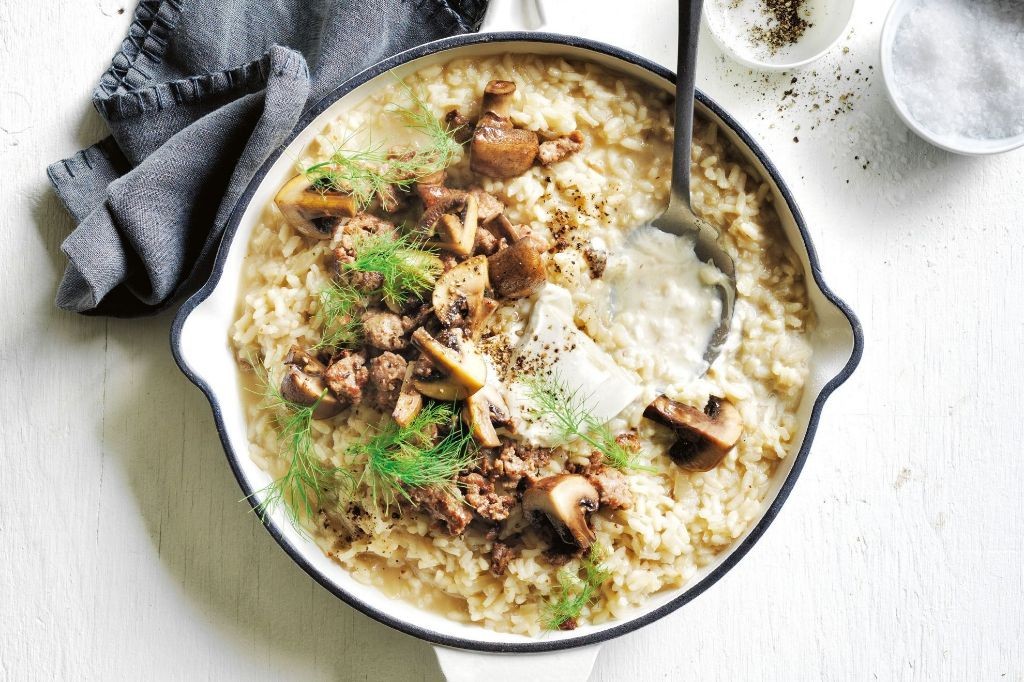Lamb Sausage and Mushroom Risotto