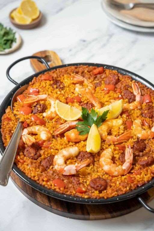 Langostino Paella with Saffron and Chorizo