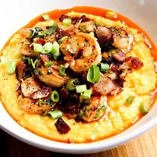 Large Shrimp and Grits with Cheddar Cheese
