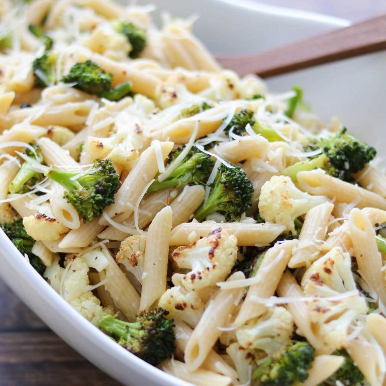 Lemon Butter Broccoli and Cauliflower Pasta