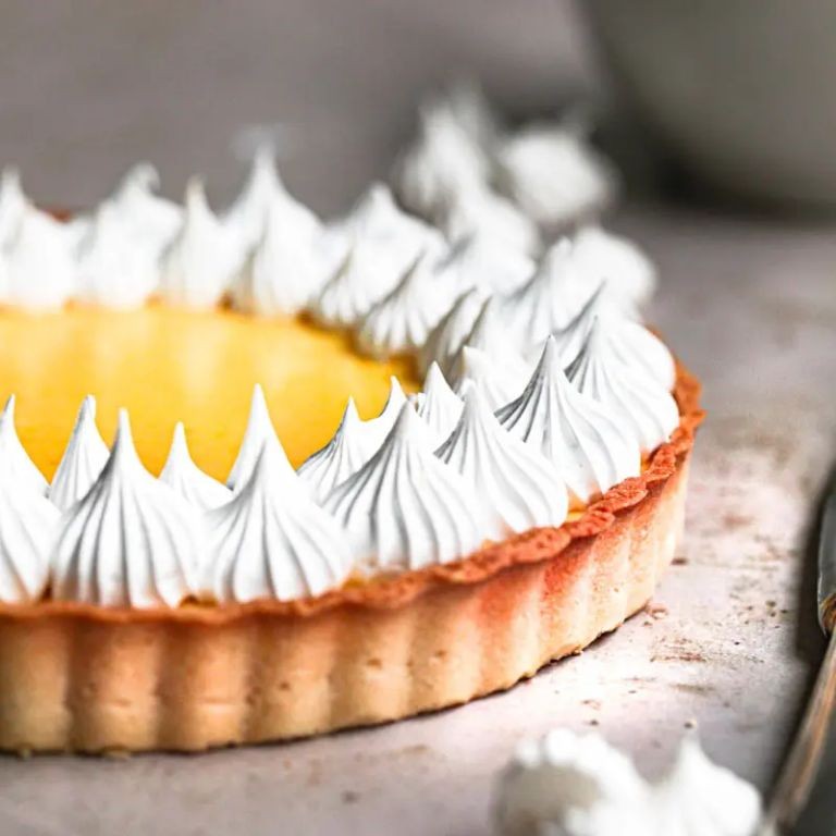 Lemon Curd Flan with Meringue Topping