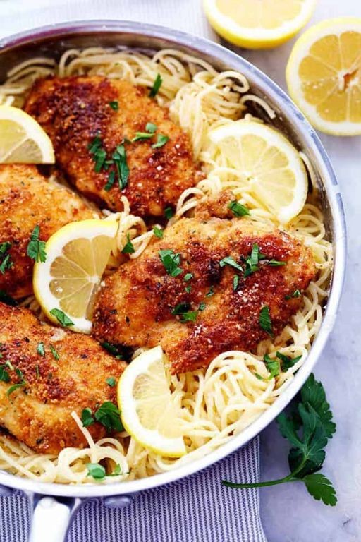 Lemon Garlic Chicken Parmesan Pasta