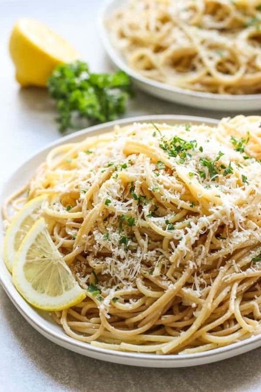Lemon Garlic Egg Noodles with Parmesan